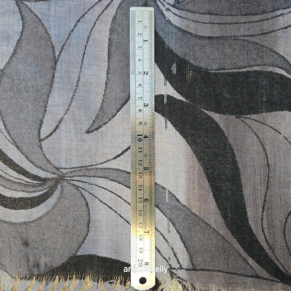 100% Wool Scarf Lightweight Black & Grey - Picture 5 of 13